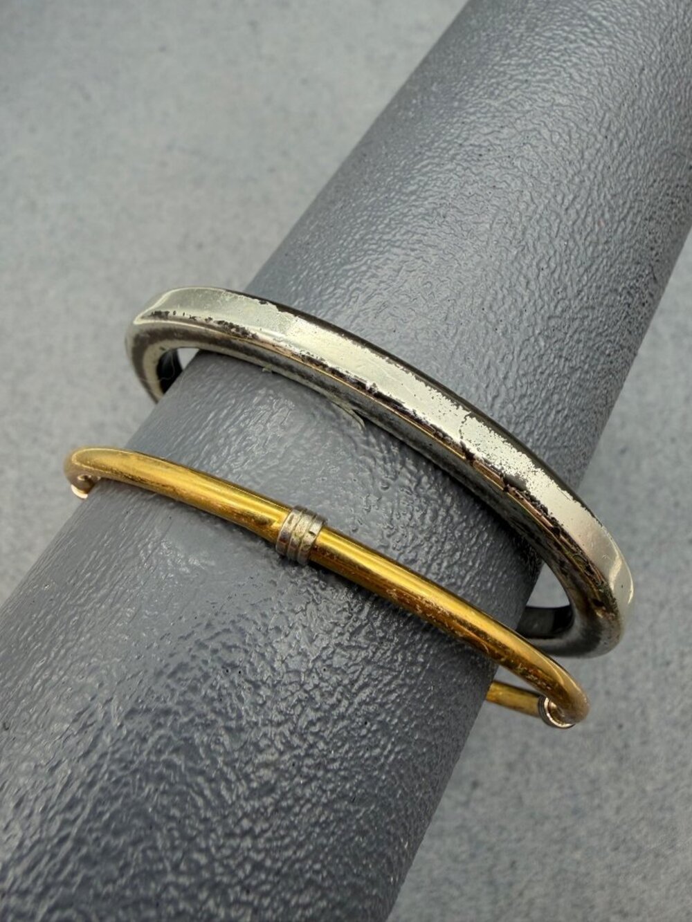 Napier Bangle Bracelet Lot Of 2 As Is Gold Silver Vintage Retro Glam